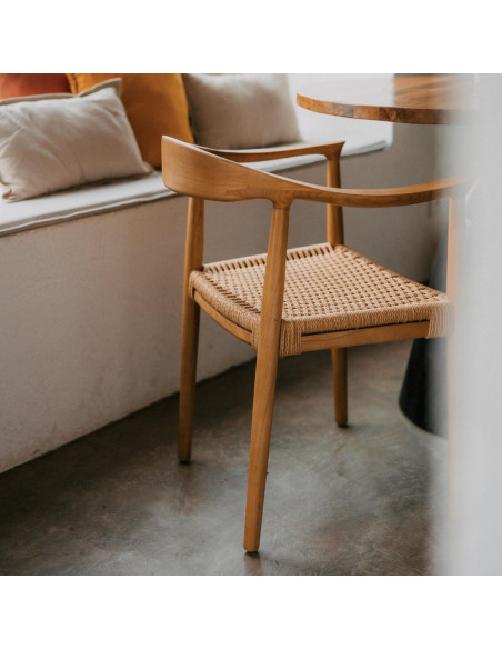 Chaise bois corde avec accoudoirs Kerteminde