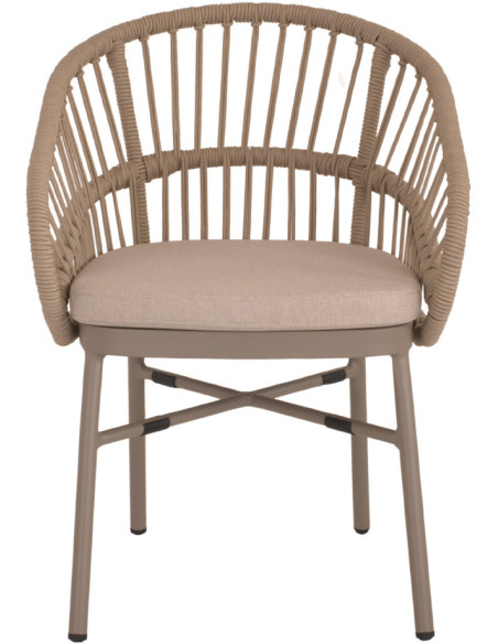 Chaise en corde synthétique marron avec accoudoirs 57x66x77 cm Sperlonga