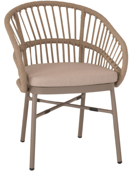 Chaise en corde synthétique marron avec accoudoirs 57x66x77 cm Sperlonga