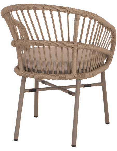 Chaise en corde synthétique marron avec accoudoirs 57x66x77 cm Sperlonga