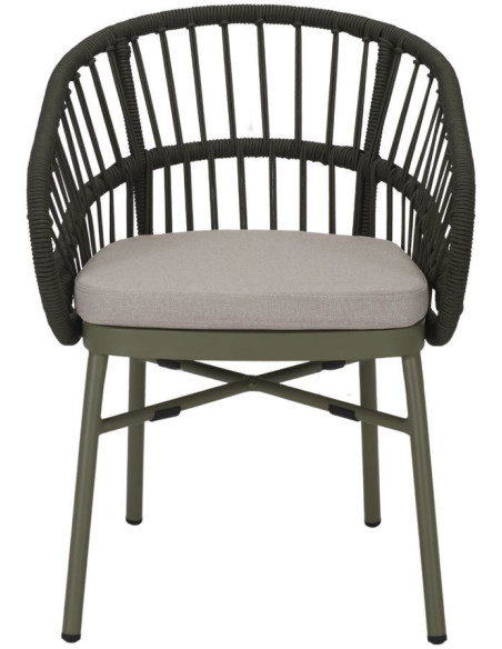 Chaise corde synthétique verte avec accoudoirs Sperlonga