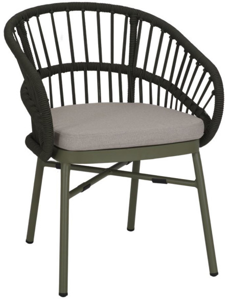 Chaise corde synthétique verte avec accoudoirs Sperlonga