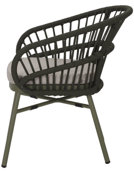 Chaise corde synthétique verte avec accoudoirs Sperlonga