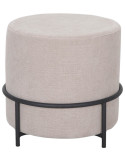 Pouf rond en tissu ivoire et métal noir 45 cm Svaneke