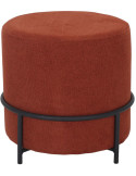 Pouf rond tissu terracotta et métal noir 45 cm Svaneke