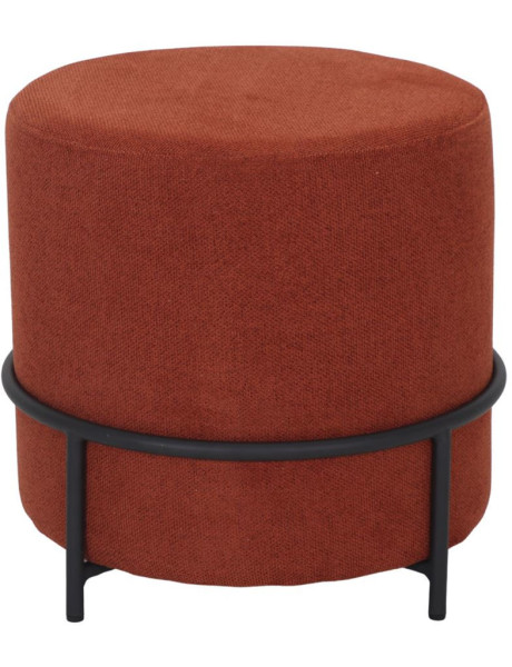 Pouf rond tissu terracotta et métal noir 45 cm Svaneke