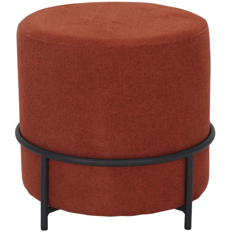 Pouf rond tissu terracotta et métal...