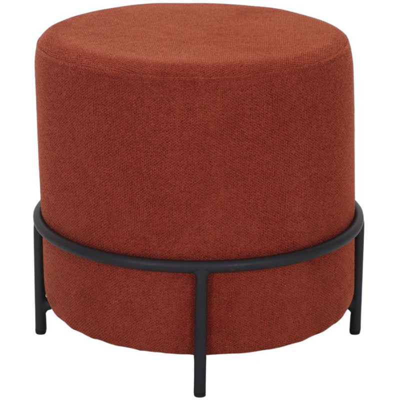 Pouf rond tissu terracotta et métal...