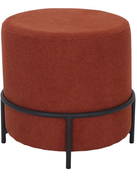 Pouf rond tissu terracotta et métal noir 45 cm Svaneke