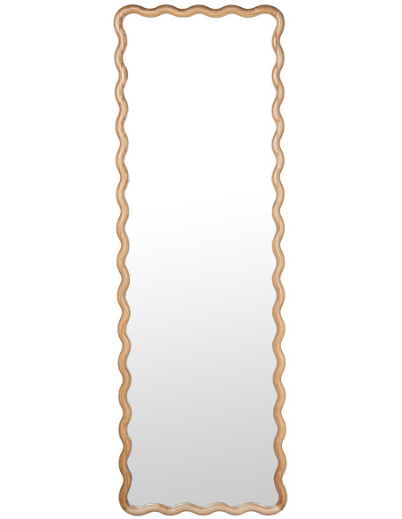 Grand miroir bois naturel ondulé 56x176 cm Ondarroa