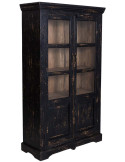 Vitrine 2 portes manguier noir vieilli 105x40x180 cm Valderrobres
