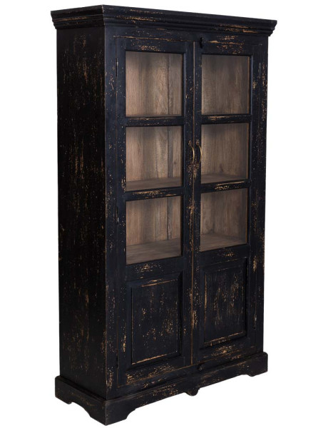 Vitrine 2 portes manguier noir vieilli 105x40x180 cm...