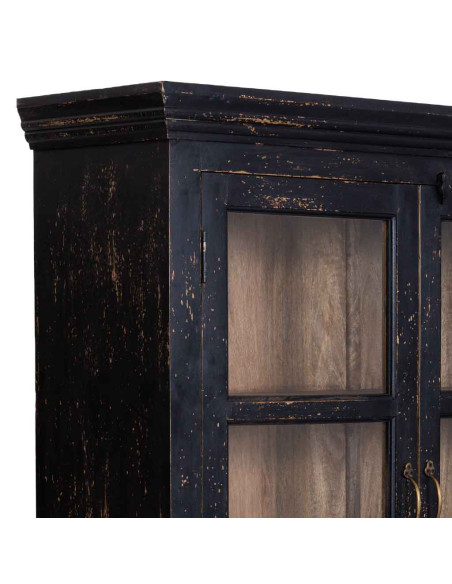 Vitrine 2 portes manguier noir vieilli 105x40x180 cm Valderrobres