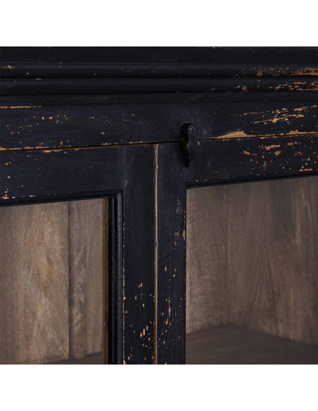 Vitrine 2 portes manguier noir vieilli 105x40x180 cm Valderrobres