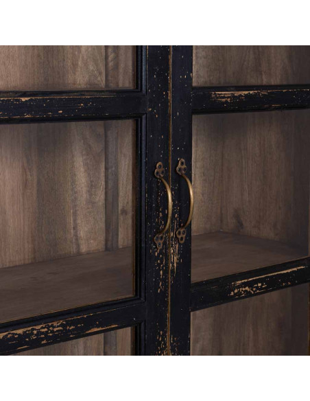 Vitrine 2 portes manguier noir vieilli 105x40x180 cm Valderrobres