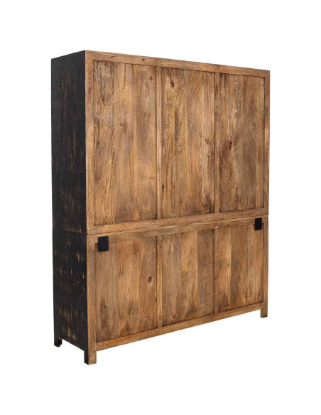 Vitrine vaisselier 6 portes manguier noir 160x45x190 cm Valderrobres