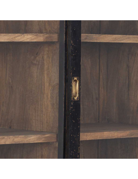 Vitrine vaisselier 6 portes manguier noir 160x45x190 cm Valderrobres