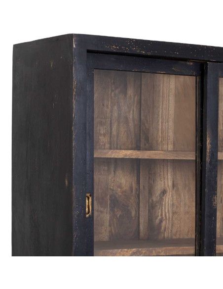 Vitrine vaisselier 6 portes manguier noir 160x45x190 cm Valderrobres