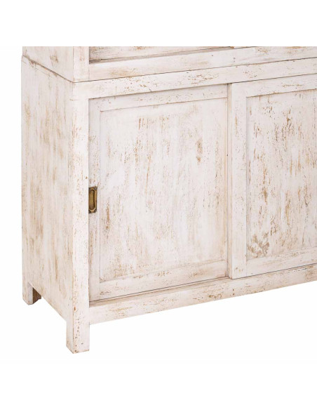 Vitrine vaisselier manguier blanc patiné 160x45x190 cm Valderrobres