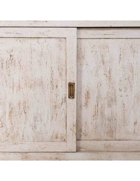 Vitrine vaisselier manguier blanc patiné 160x45x190 cm Valderrobres