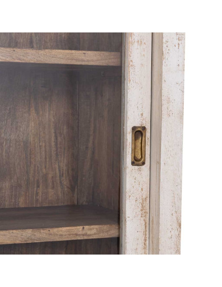 Vitrine vaisselier manguier blanc patiné 160x45x190 cm Valderrobres