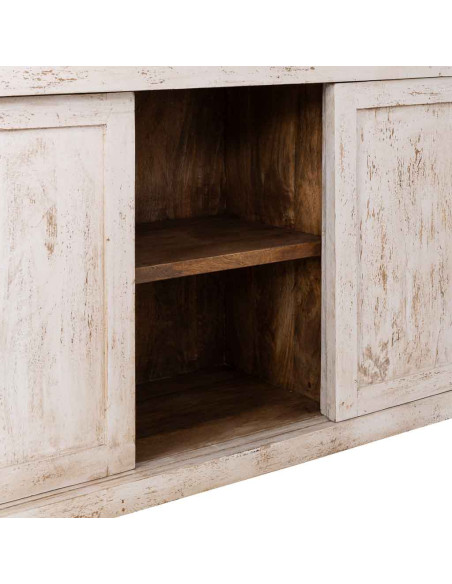Vitrine vaisselier manguier blanc patiné 160x45x190 cm Valderrobres