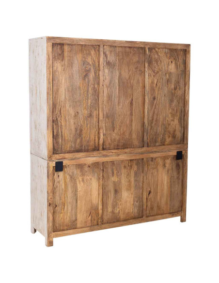 Vitrine vaisselier manguier blanc patiné 160x45x190 cm Valderrobres