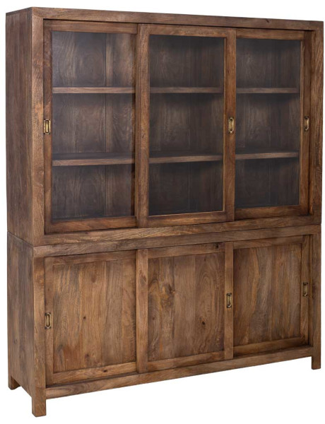 Vitrine vaisselier manguier brun 160x45x190 cm Valderrobres