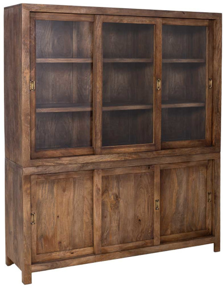 Vitrine vaisselier manguier brun 160x45x190 cm Valderrobres