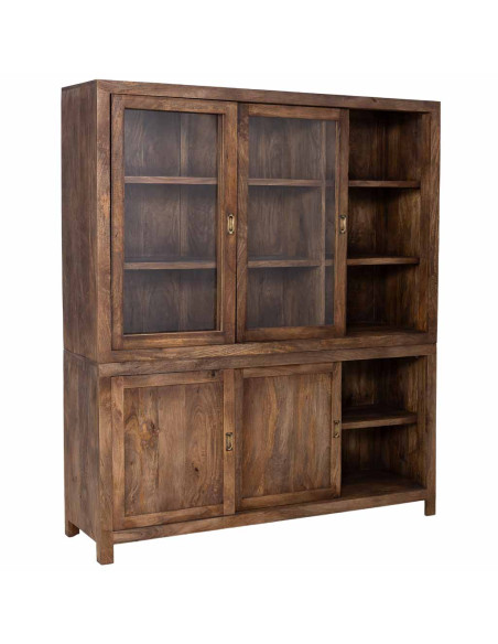 Vitrine vaisselier manguier brun 160x45x190 cm Valderrobres