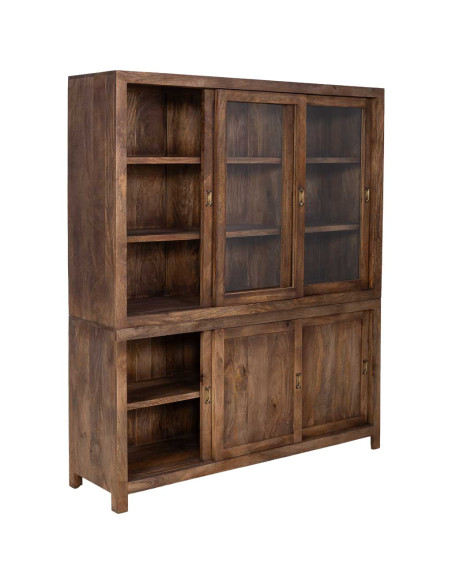 Vitrine vaisselier manguier brun 160x45x190 cm Valderrobres