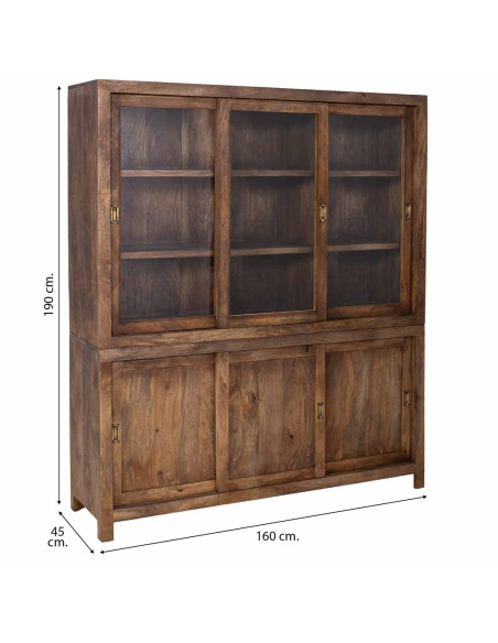Vitrine vaisselier manguier brun 160x45x190 cm Valderrobres
