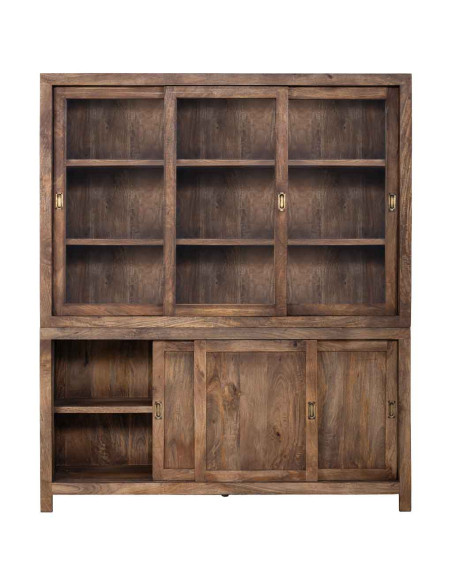 Vitrine vaisselier manguier brun 160x45x190 cm Valderrobres