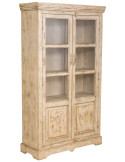 Vitrine 2 portes manguier beige patiné 105x40x180 cm Valderrobres