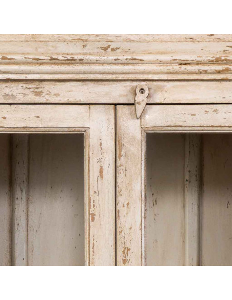 Vitrine 2 portes manguier beige patiné 105x40x180 cm Valderrobres