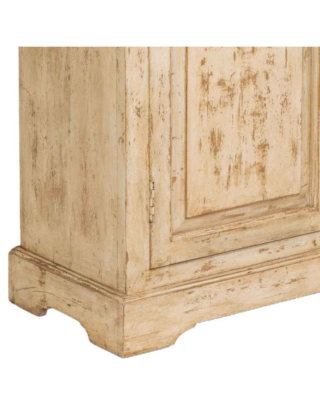 Vitrine 2 portes manguier beige patiné 105x40x180 cm Valderrobres