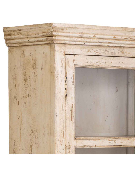Vitrine 2 portes manguier beige patiné 105x40x180 cm Valderrobres