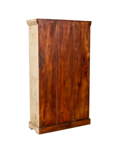 Vitrine 2 portes manguier beige patiné 105x40x180 cm Valderrobres