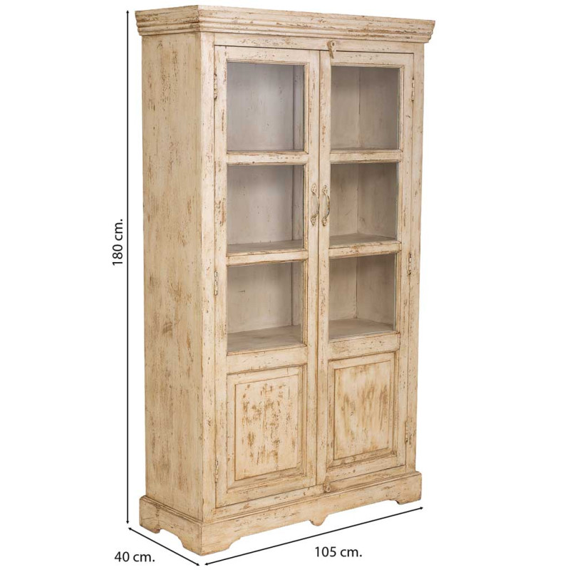 Vitrine 2 portes manguier beige...