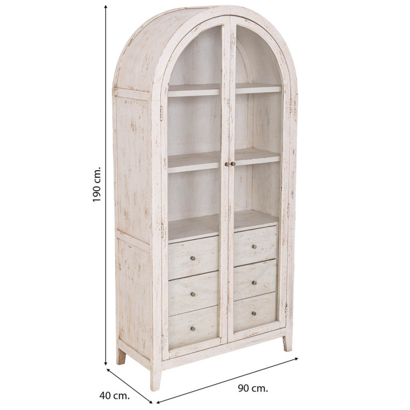 Vitrine arche manguier blanc 90x40x190 cm Ostuni  - 8