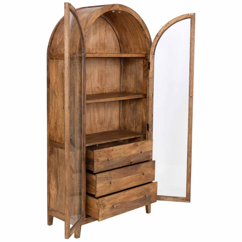 Vitrine arche 2 portes manguier brun 90x40x190 cm Ostuni  - 3