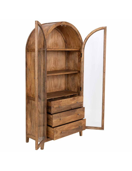 Vitrine arche 2 portes manguier brun 90x40x190 cm Ostuni  - 3