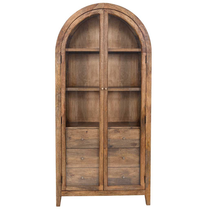 Vitrine arche 2 portes manguier brun 90x40x190 cm Ostuni  - 2