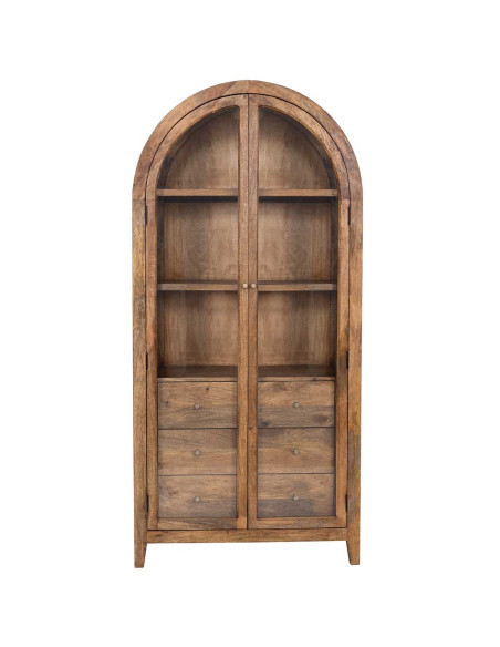 Vitrine arche 2 portes manguier brun 90x40x190 cm Ostuni  - 2