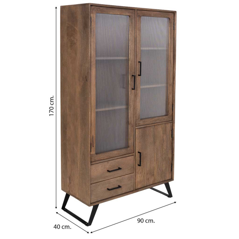 Vitrine industrielle 3 portes bois de...
