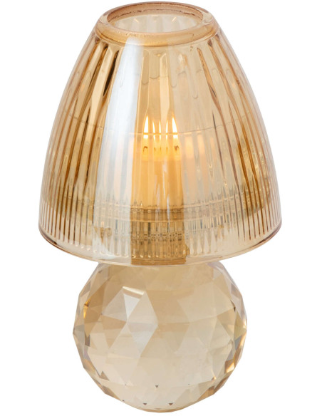 Photophore verre champagne cannelé 18,5 cm Harrachov