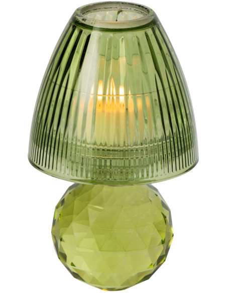 Photophore verre vert cannelé 18,5 cm Harrachov