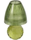 Photophore verre vert cannelé 18,5 cm Harrachov
