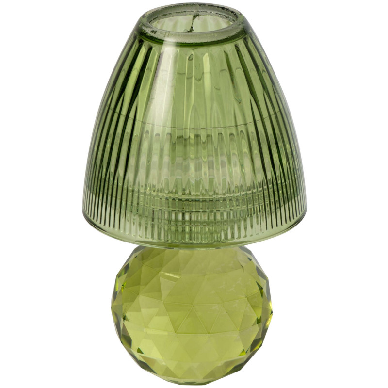 Photophore verre vert cannelé 18,5 cm...