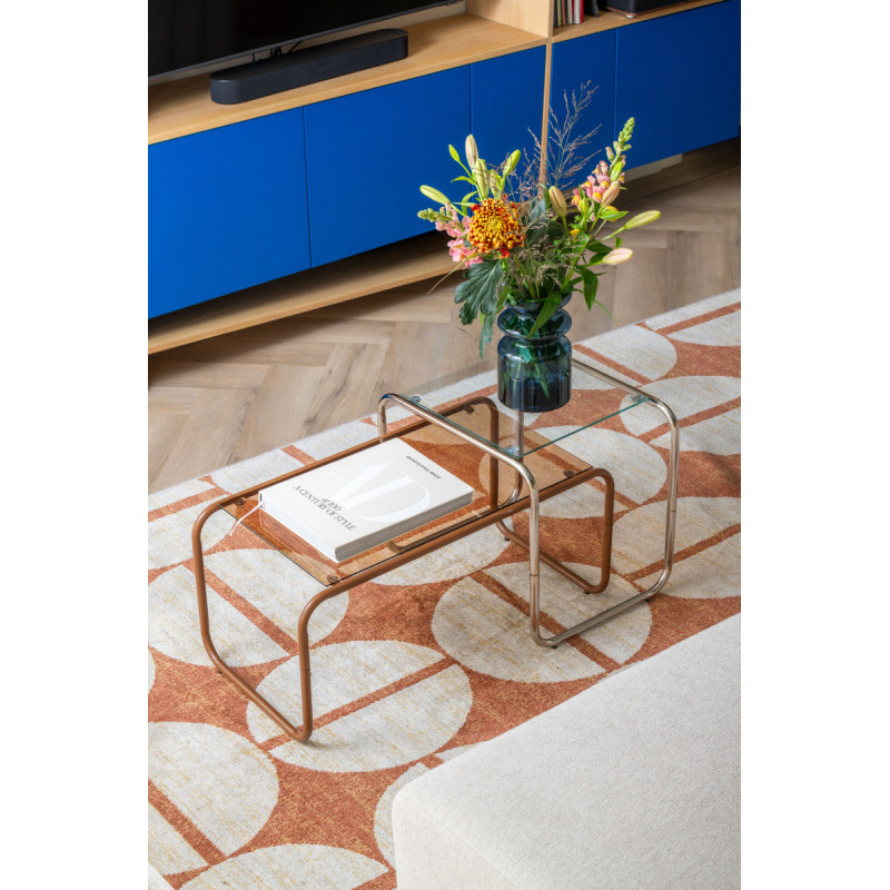 Table basse verre teinté marron 80x40...